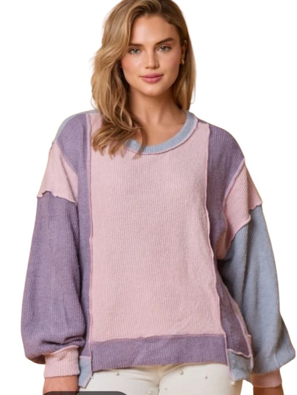 Women's Fantastic Fawn Patchwork Sweater Sz Medium